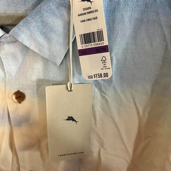 NWT Tommy Bahama Silk Hawaiian Sunset Tye-Dye Shirt XXL - Picture 3 of 6